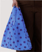 Reusable Nylon Baggu Tote Bag - Blue Polka Dot