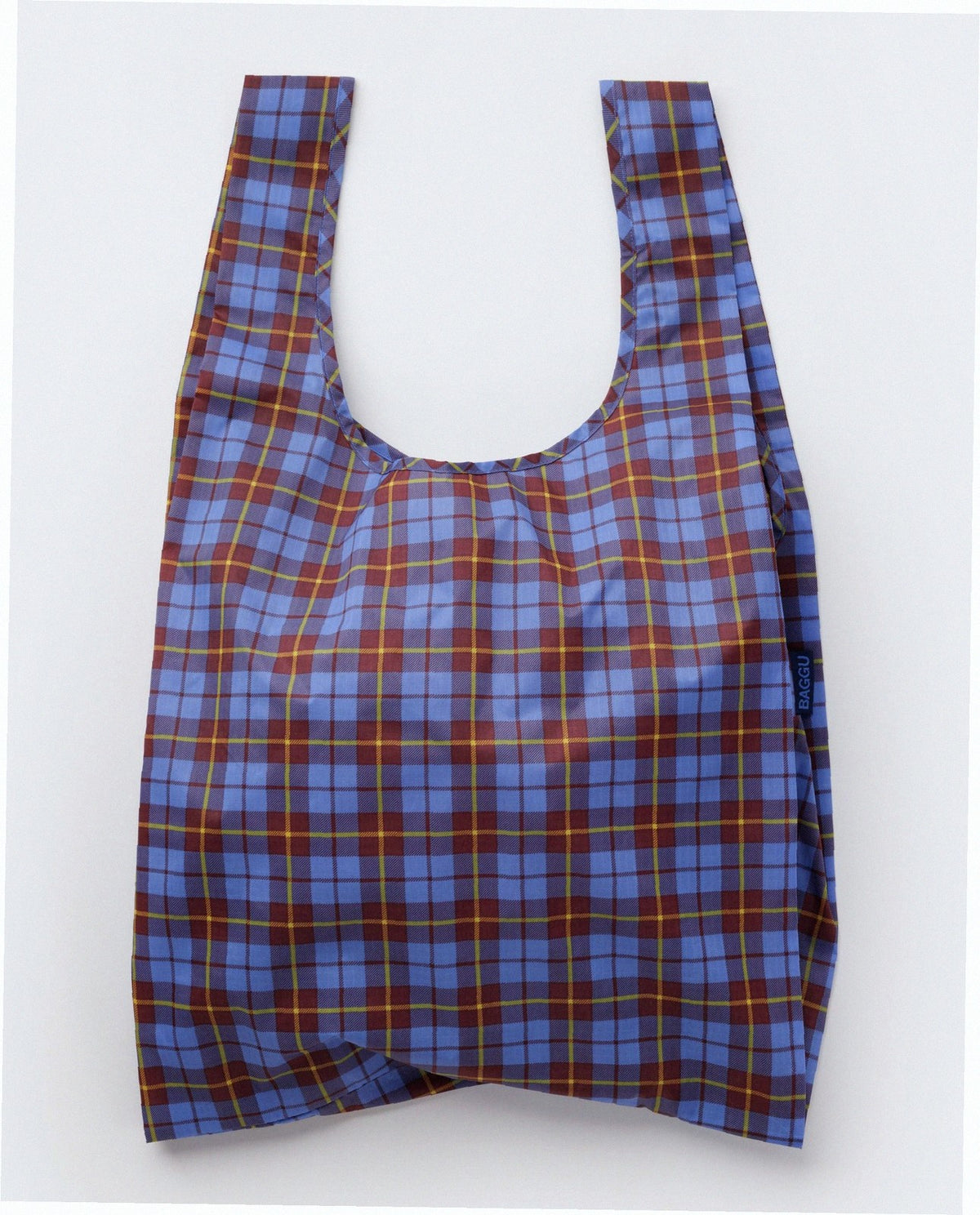 Reusable Nylon Baggu Tote Bag - Blue Tartan