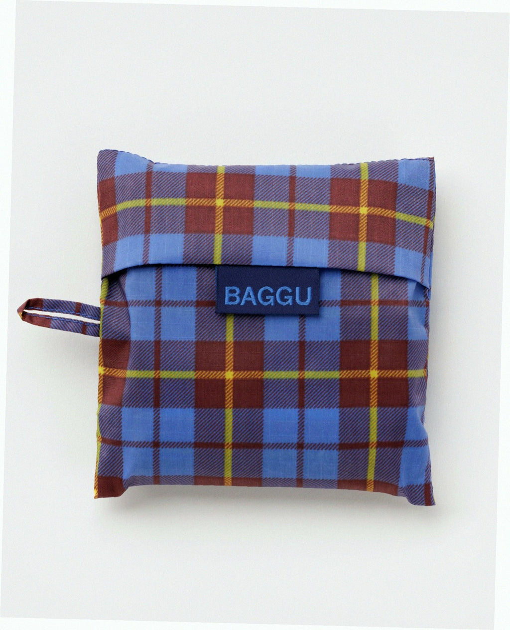 Reusable Nylon Baggu Tote Bag - Blue Tartan
