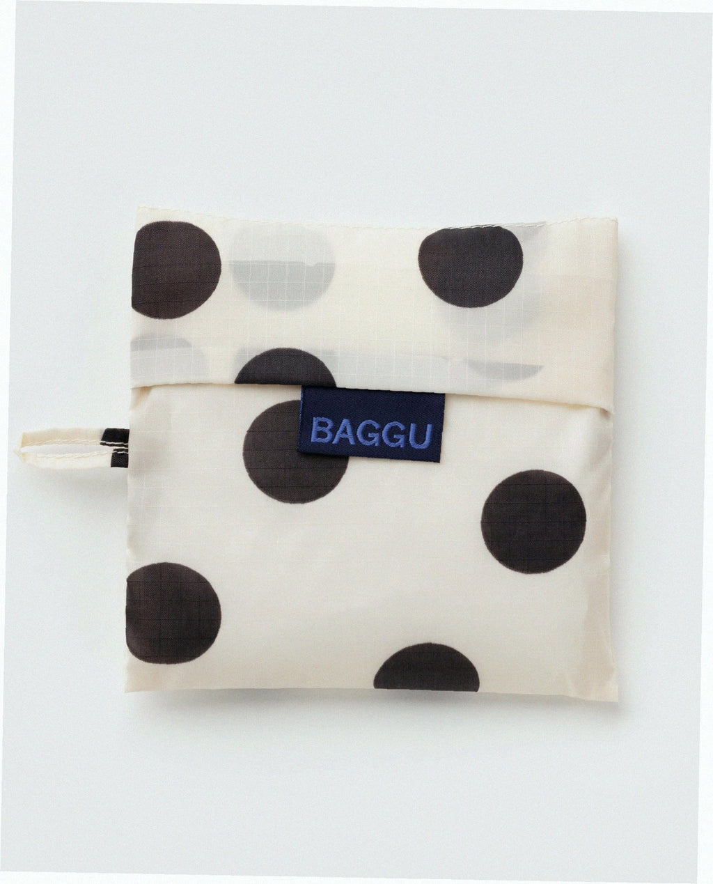 Reusable Nylon Baggu Tote Bag - Cream and Black Polka Dot
