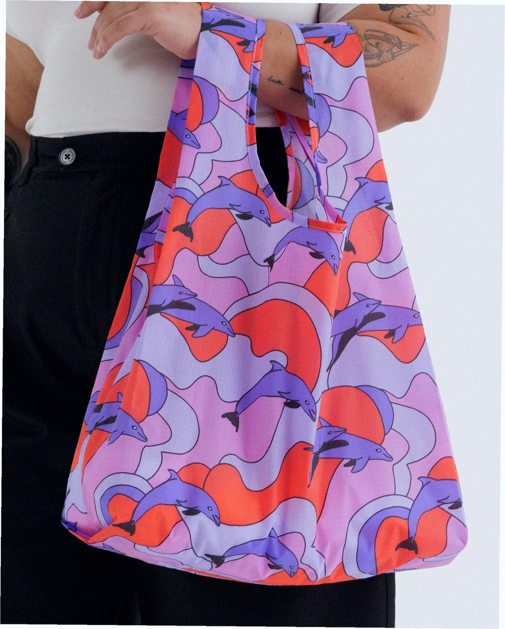 Reusable Nylon Baggu Tote Bag - Dolphins