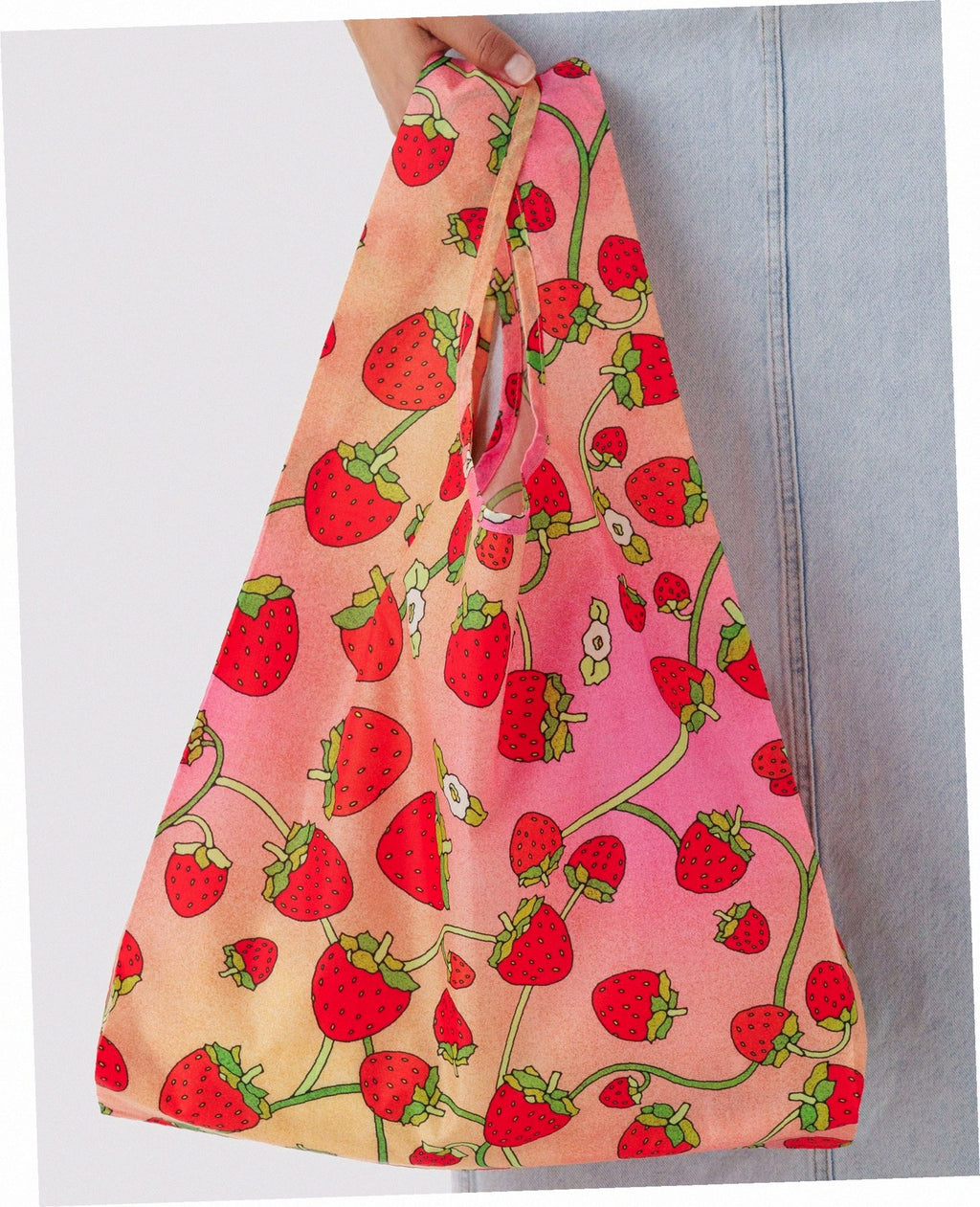 Reusable Nylon Baggu Tote Bag - Strawberry Blossom