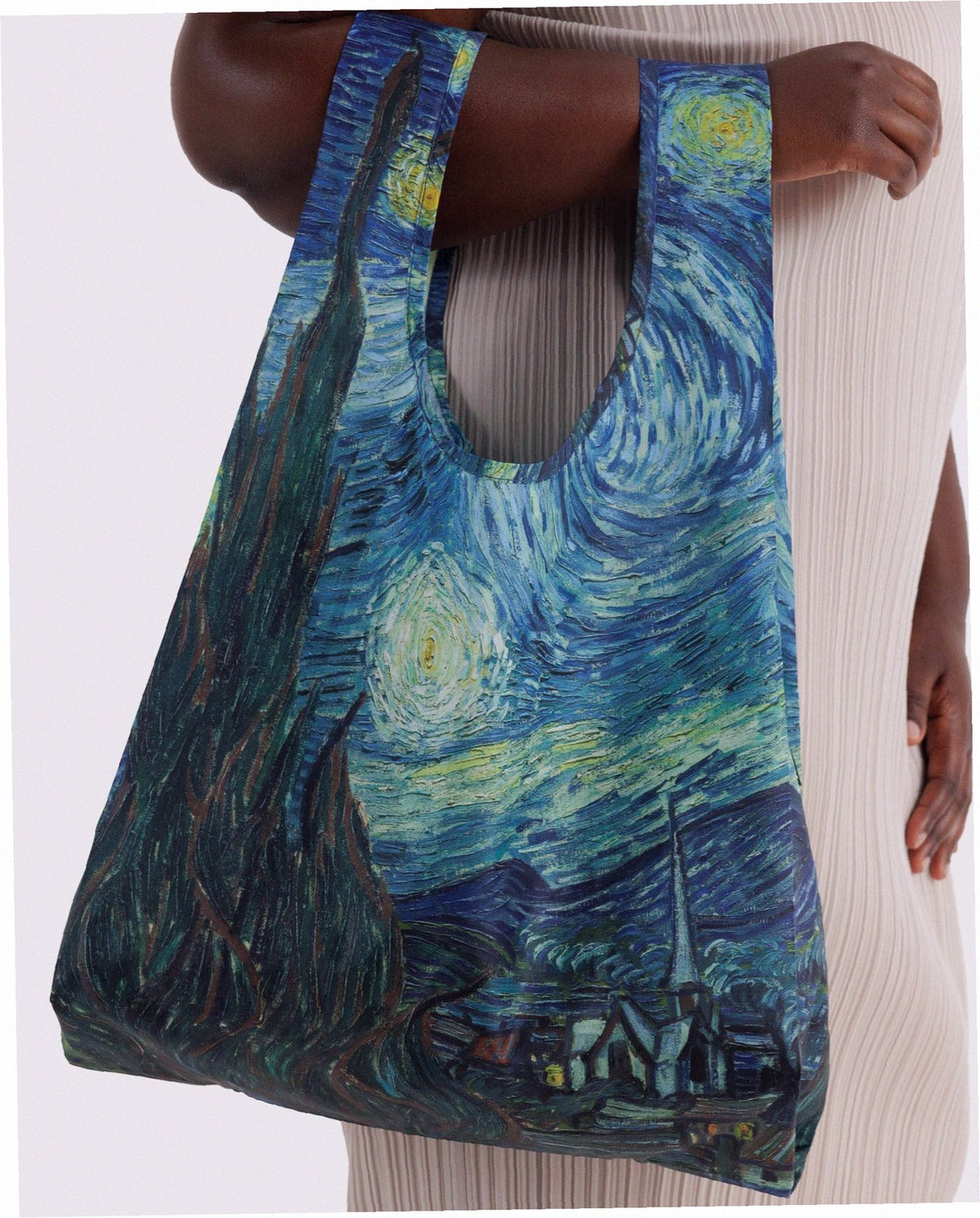 Reusable Nylon Baggu Tote Bag - The Starry Night Vincent Van Gogh